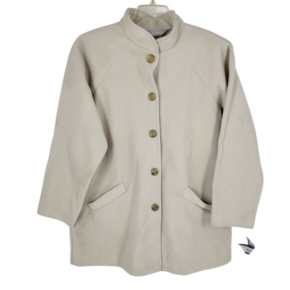 vtg Blair Winter Coat Large Button Front Minimalist Mod ivory cream - Picture 1 of 4